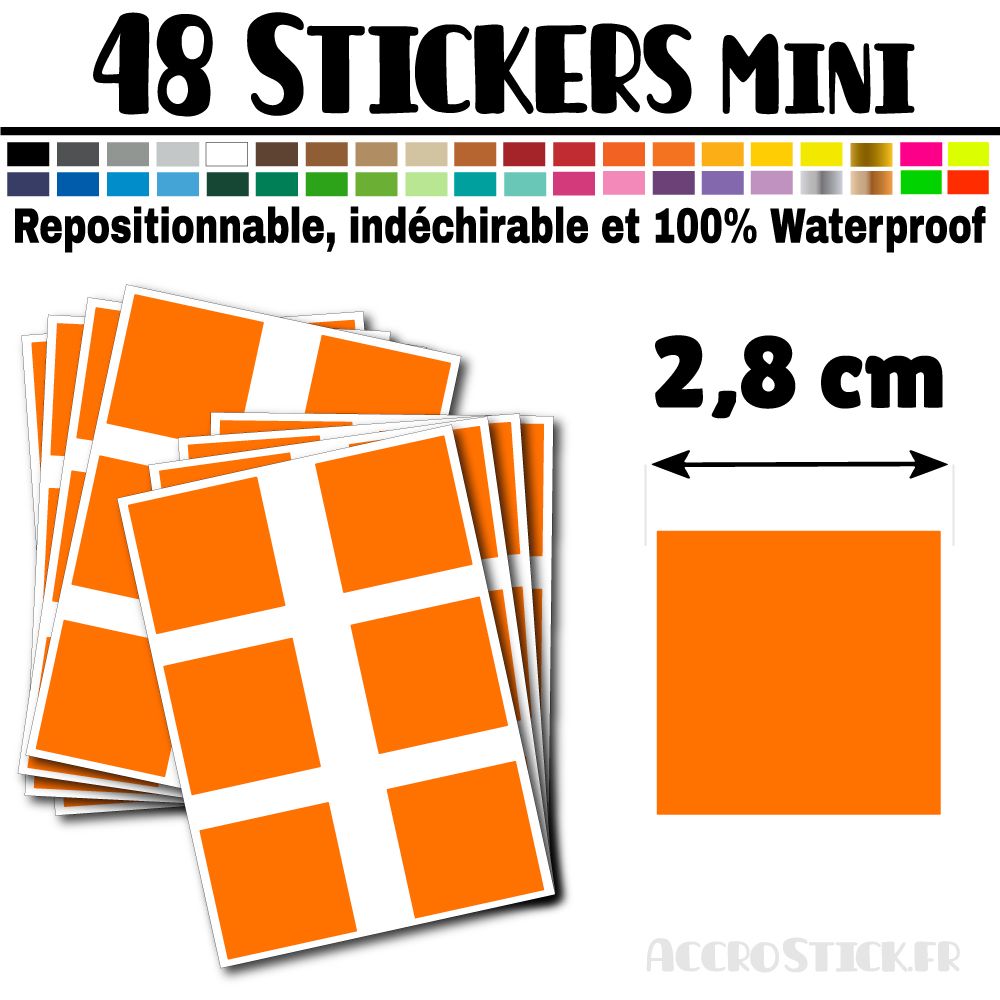 48 Carrés 2,8 cm - Stickers mini gommettes 48 Carrés 2,8 cm - Stickers mini gommettes