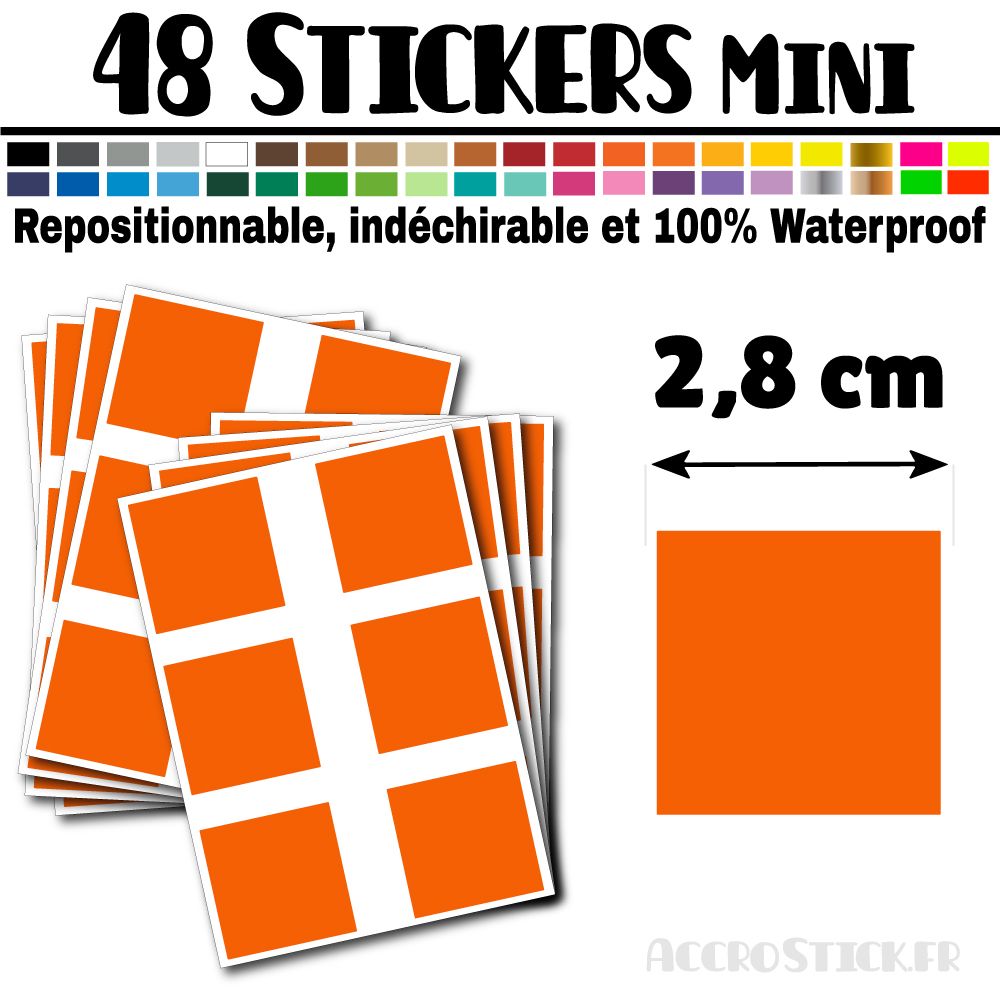 48 Carrés 2,8 cm - Stickers mini gommettes 48 Carrés 2,8 cm - Stickers mini gommettes