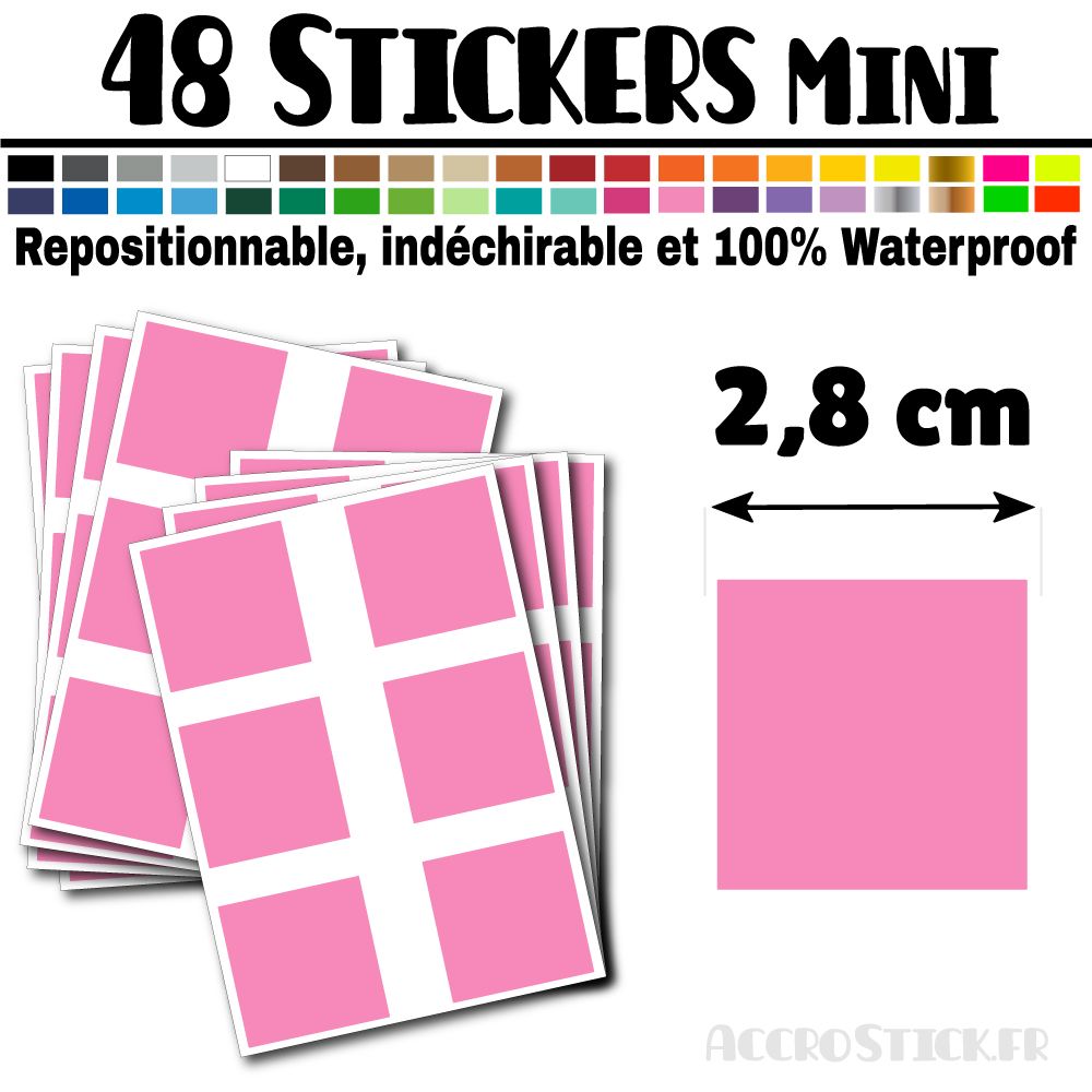 48 Carrés 2,8 cm - Stickers mini gommettes 48 Carrés 2,8 cm - Stickers mini gommettes