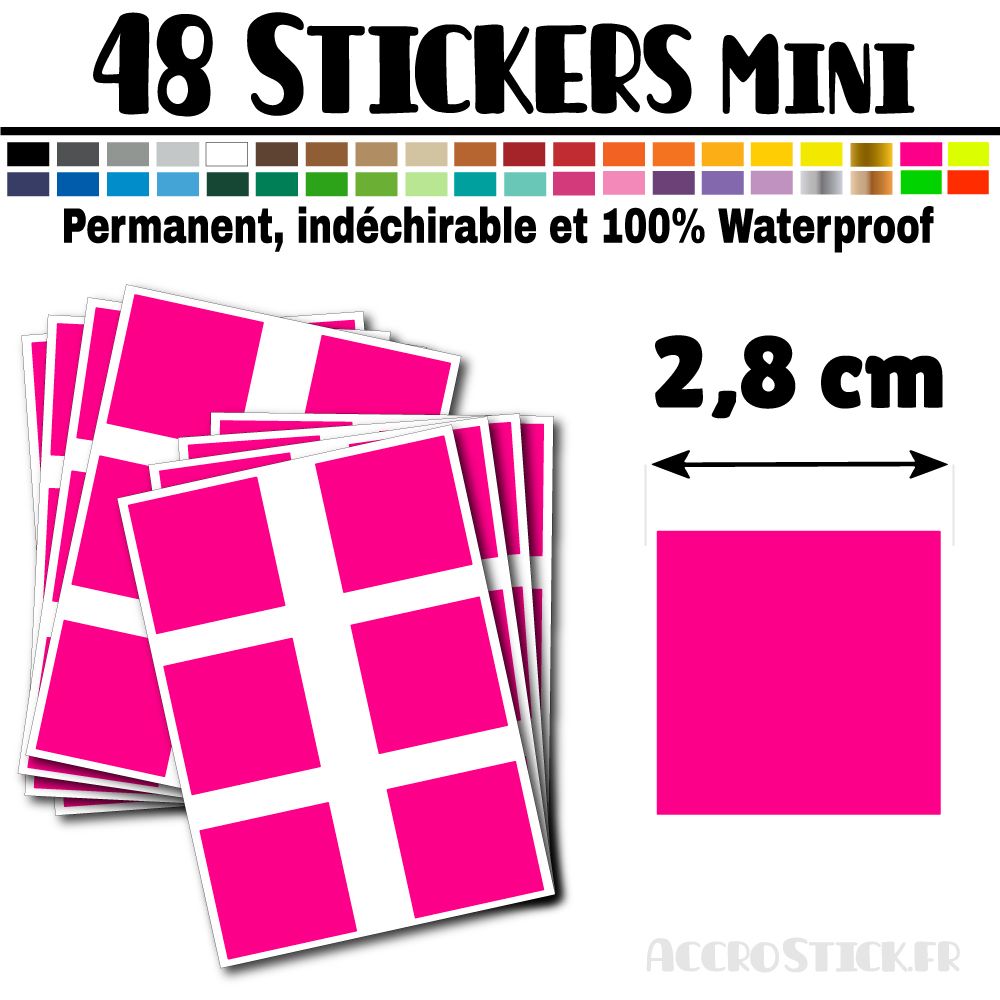 48 Carrés 2,8 cm - Stickers mini gommettes 48 Carrés 2,8 cm - Stickers mini gommettes
