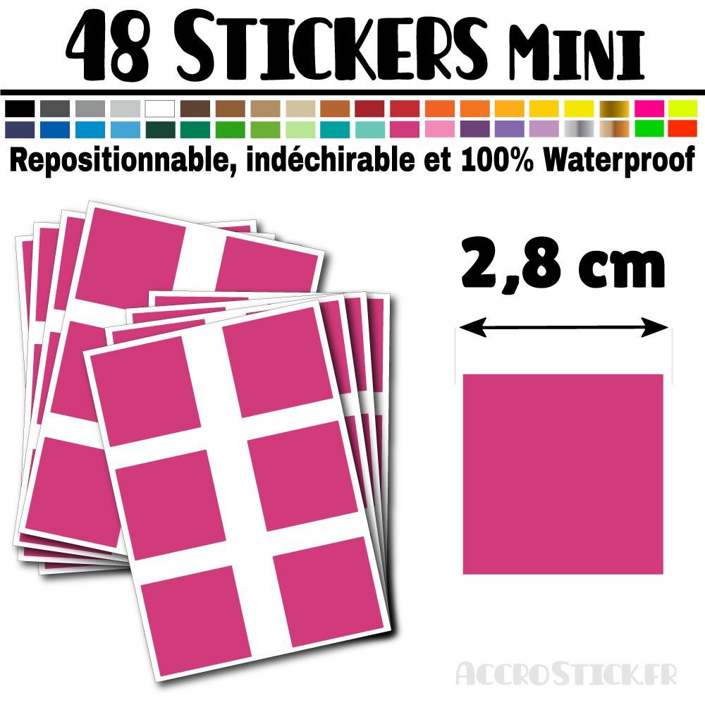 48 Carrés 2,8 cm - Stickers mini gommettes 48 Carrés 2,8 cm - Stickers mini gommettes