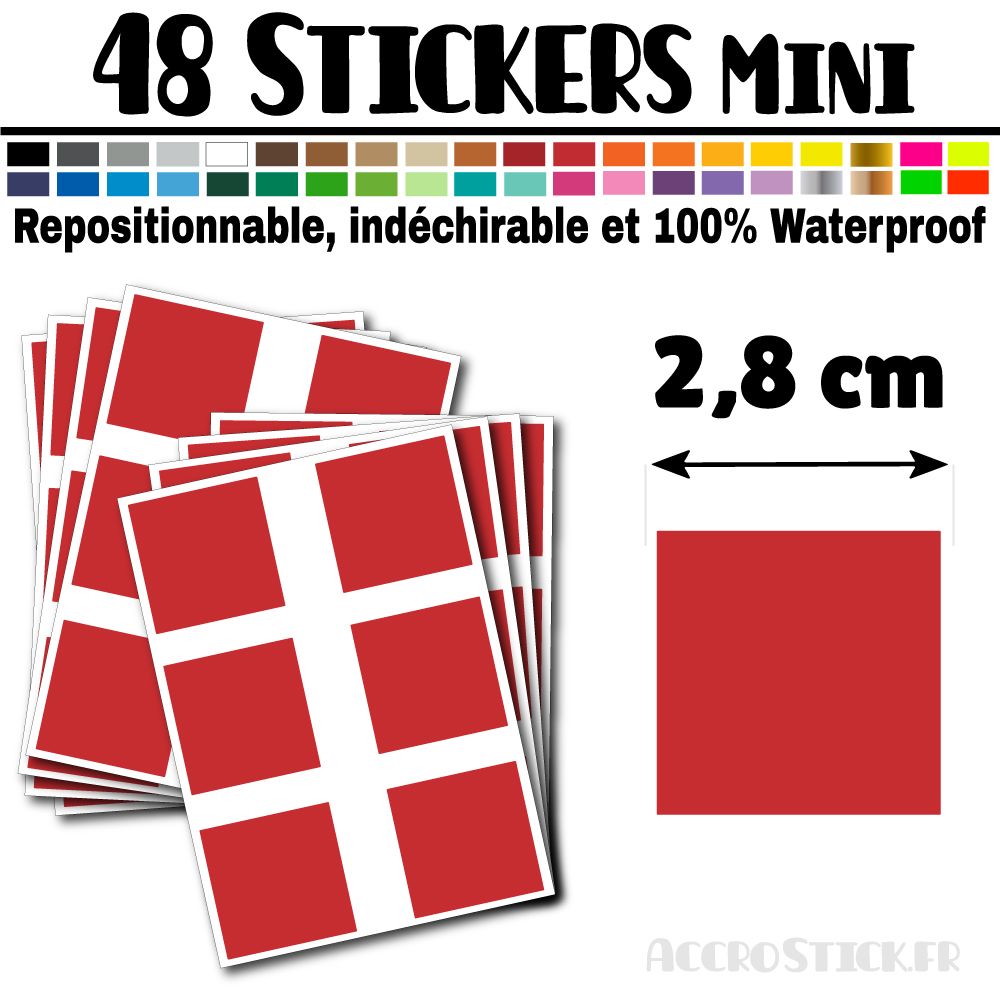 48 Carrés 2,8 cm - Stickers mini gommettes 48 Carrés 2,8 cm - Stickers mini gommettes