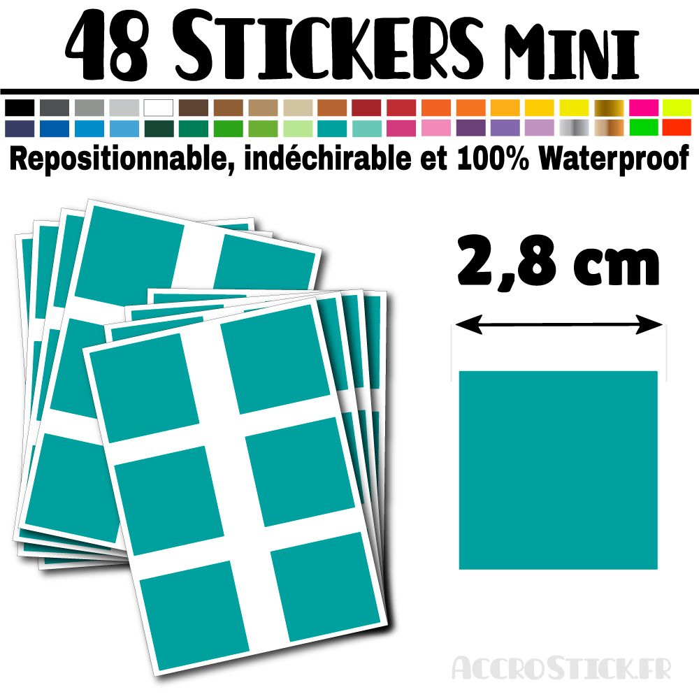 48 Carrés 2,8 cm - Stickers mini gommettes 48 Carrés 2,8 cm - Stickers mini gommettes
