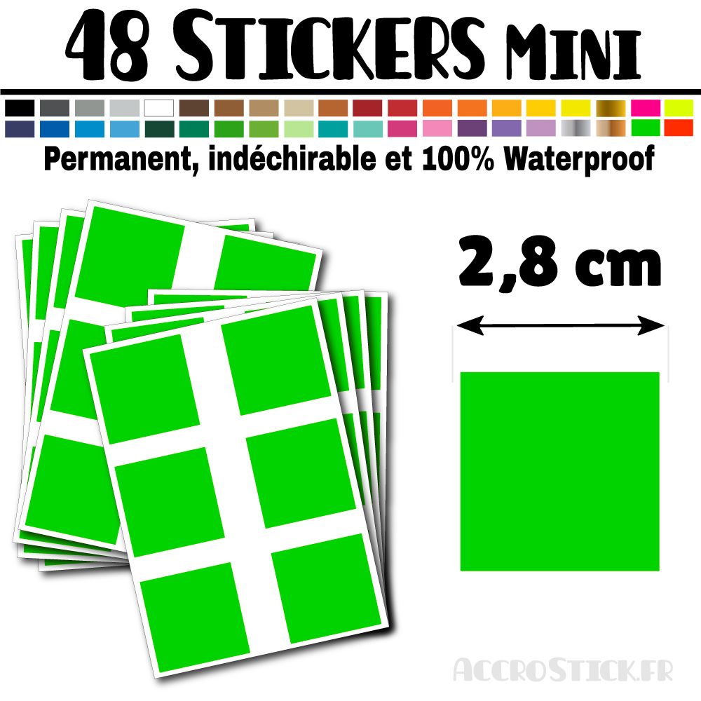 48 Carrés 2,8 cm - Stickers mini gommettes 48 Carrés 2,8 cm - Stickers mini gommettes