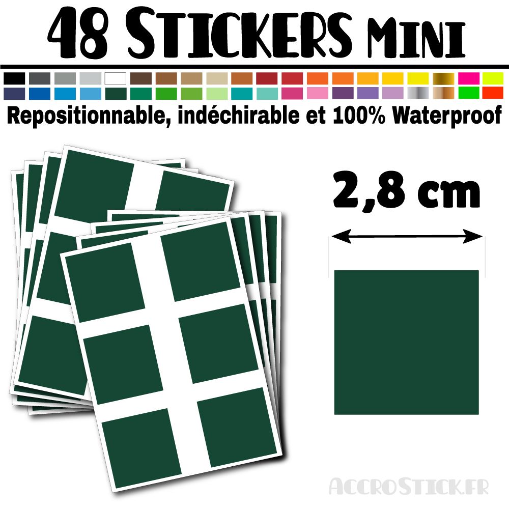 48 Carrés 2,8 cm - Stickers mini gommettes 48 Carrés 2,8 cm - Stickers mini gommettes