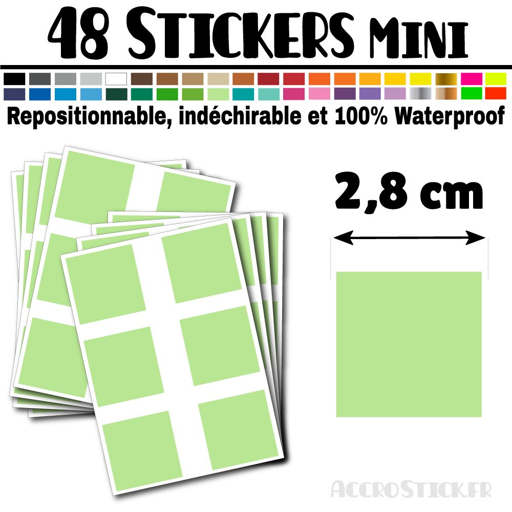 48 Carrés 2,8 cm - Stickers mini gommettes 48 Carrés 2,8 cm - Stickers mini gommettes