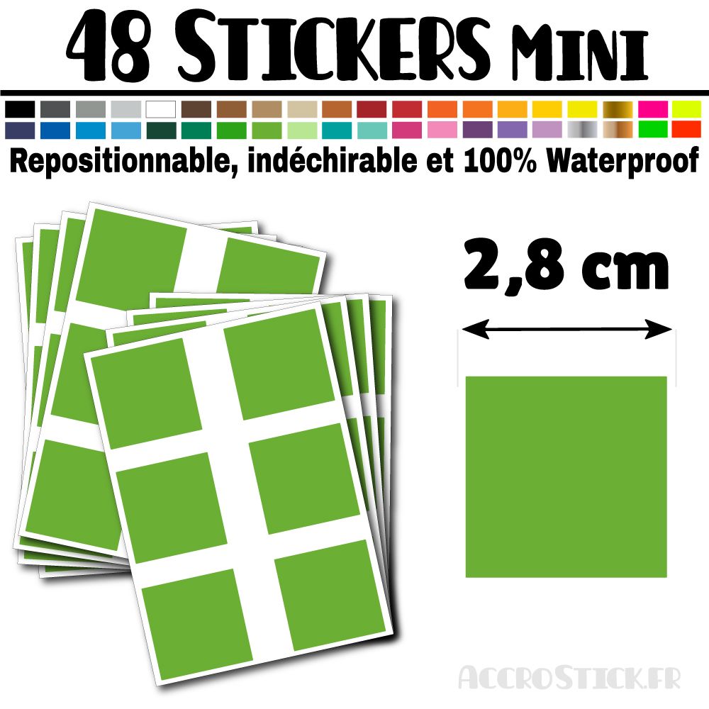 48 Carrés 2,8 cm - Stickers mini gommettes 48 Carrés 2,8 cm - Stickers mini gommettes