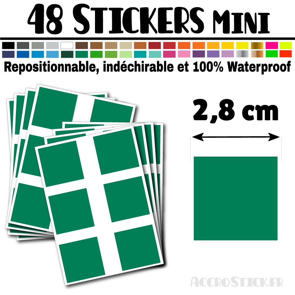 48 Carrés 2,8 cm - Stickers mini gommettes 48 Carrés 2,8 cm - Stickers mini gommettes