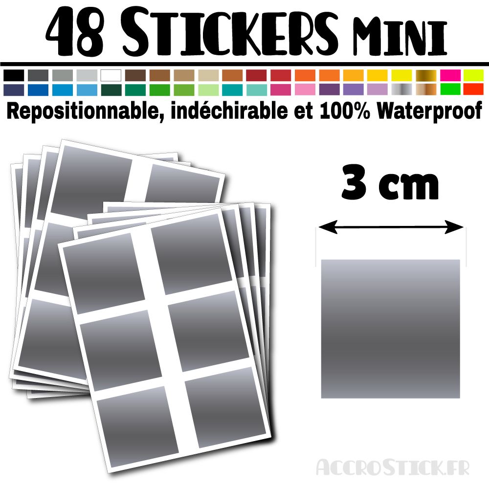 48 Carrés 3 cm - Stickers mini gommettes 48 Carrés 3 cm - Stickers mini gommettes