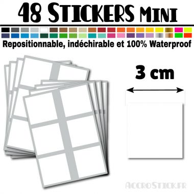 48 Carrés 3 cm - Stickers mini gommettes