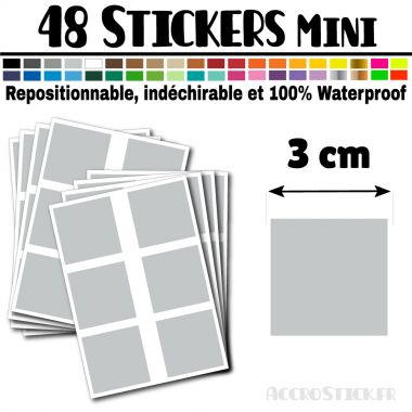 48 Carrés 3 cm - Stickers mini gommettes