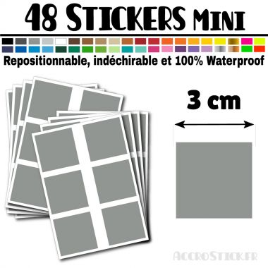 48 Carrés 3 cm - Stickers mini gommettes