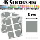48 Carrés 3 cm - Stickers mini gommettes