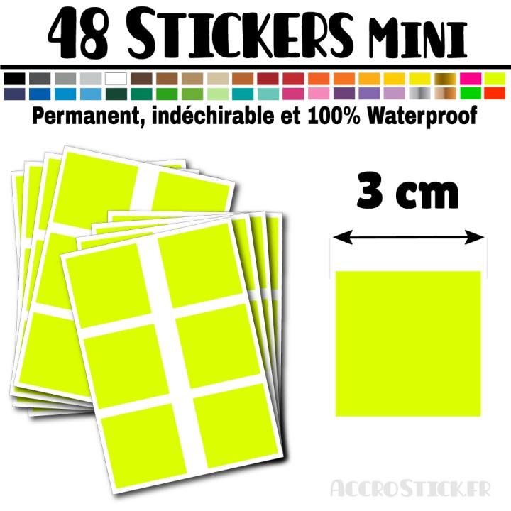 48 Carrés 3 cm - Stickers mini gommettes
