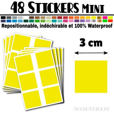 48 Carrés 3 cm - Stickers mini gommettes