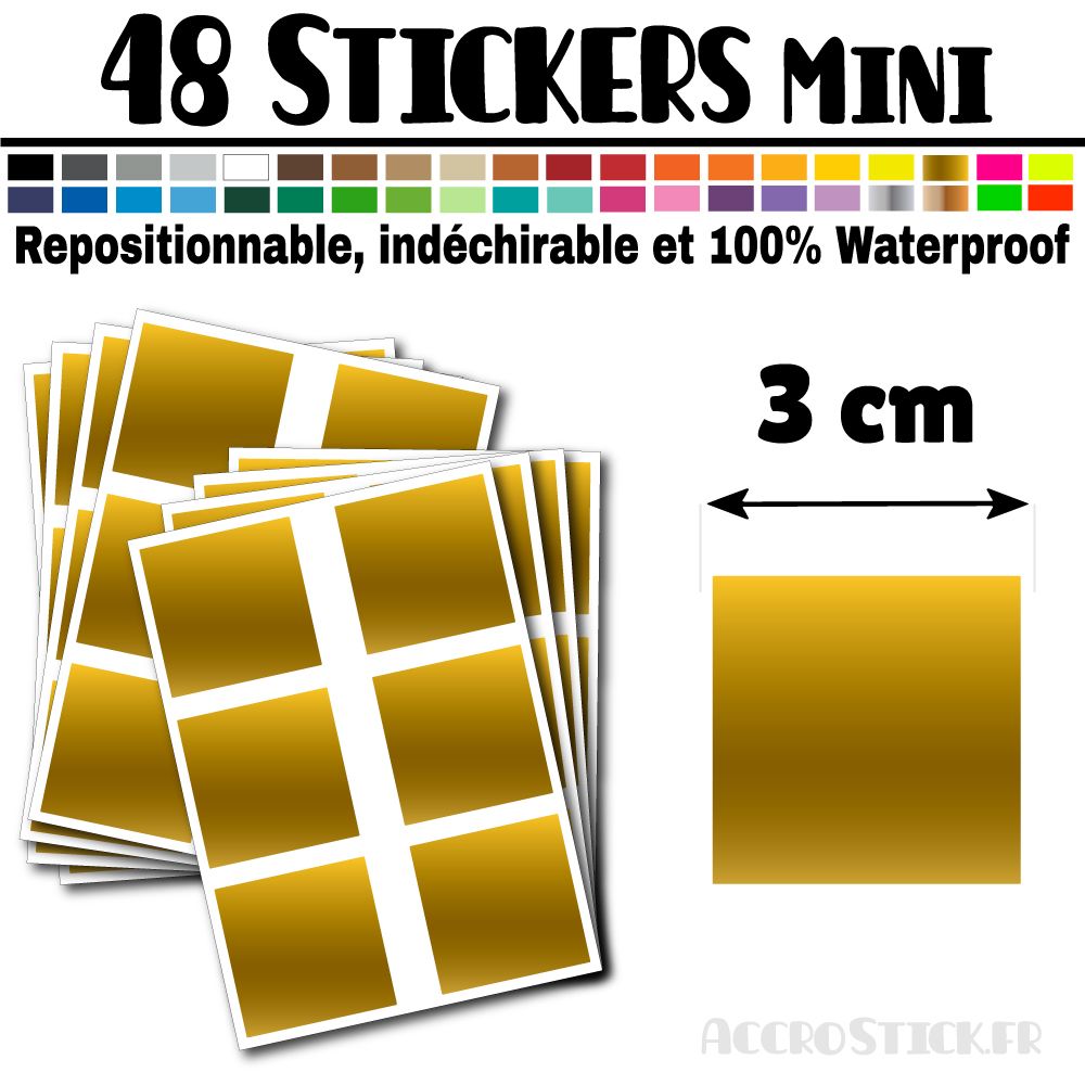 48 Carrés 3 cm - Stickers mini gommettes 48 Carrés 3 cm - Stickers mini gommettes