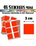 48 Carrés 3 cm - Stickers mini gommettes