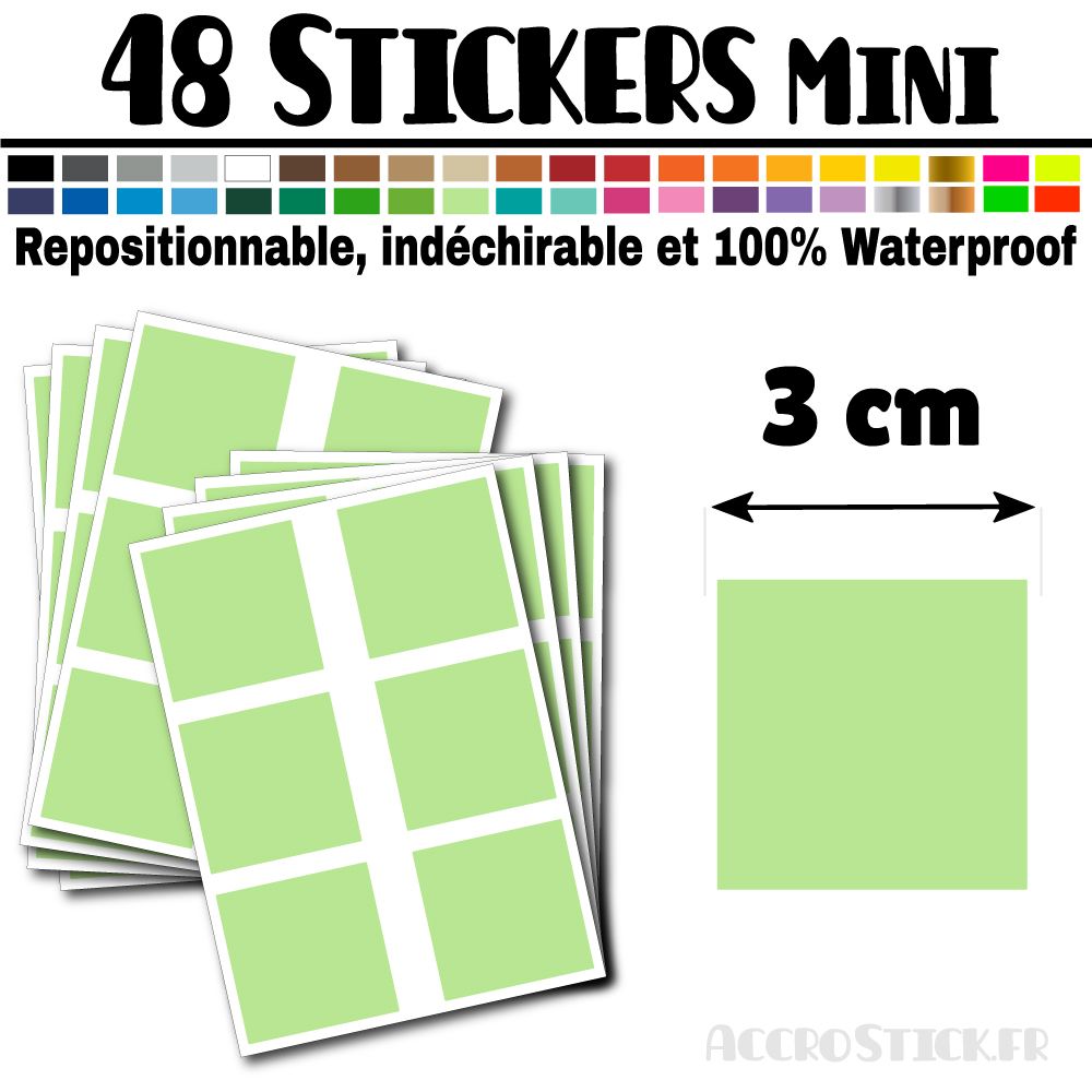 48 Carrés 3 cm - Stickers mini gommettes 48 Carrés 3 cm - Stickers mini gommettes