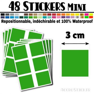 48 Carrés 3 cm - Stickers mini gommettes