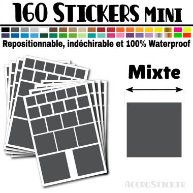 160 Carrés Mixtes - Stickers mini gommettes