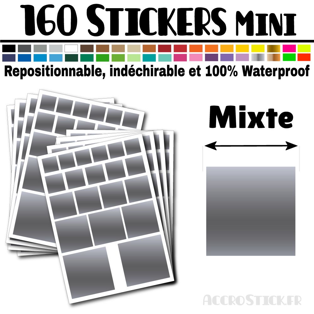 160 Carrés Mixtes - Stickers mini gommettes 160 Carrés Mixtes - Stickers mini gommettes