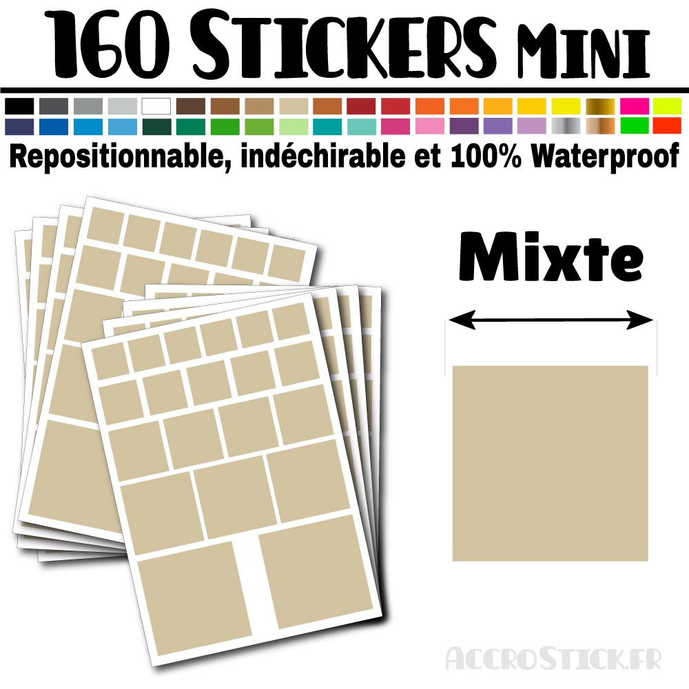 160 Carrés Mixtes - Stickers mini gommettes 160 Carrés Mixtes - Stickers mini gommettes