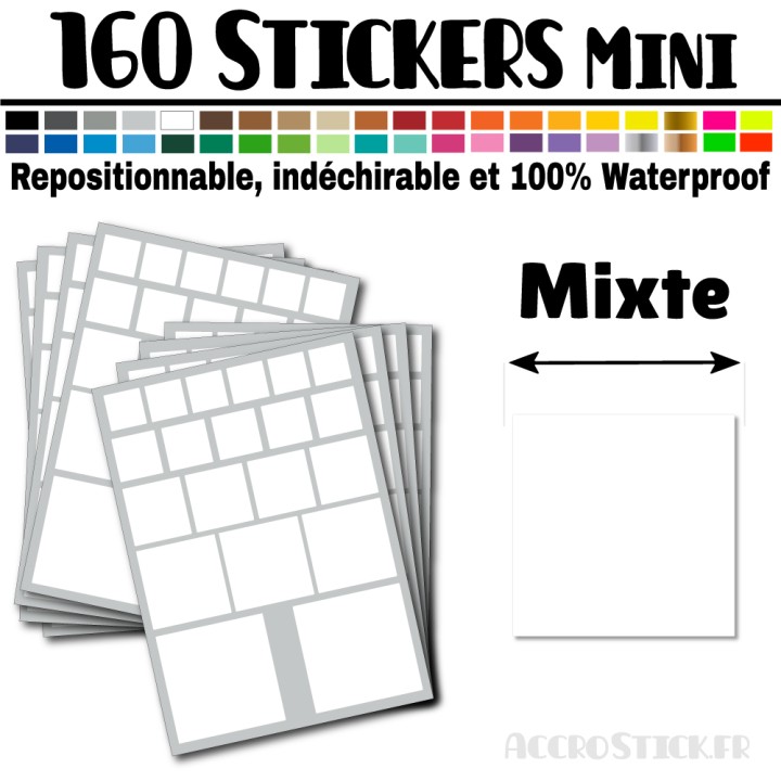 160 Carrés Mixtes - Stickers mini gommettes
