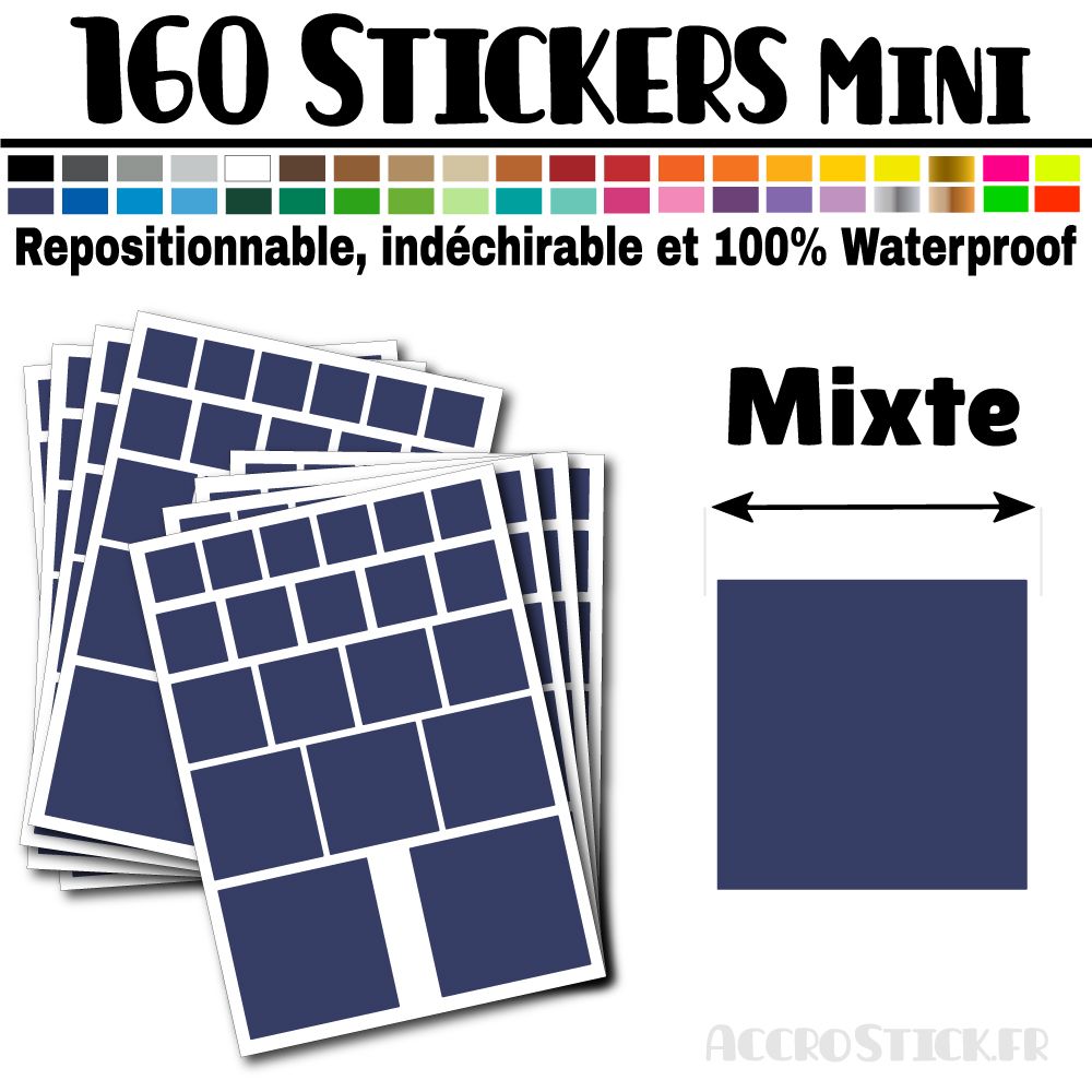 160 Carrés Mixtes - Stickers mini gommettes 160 Carrés Mixtes - Stickers mini gommettes