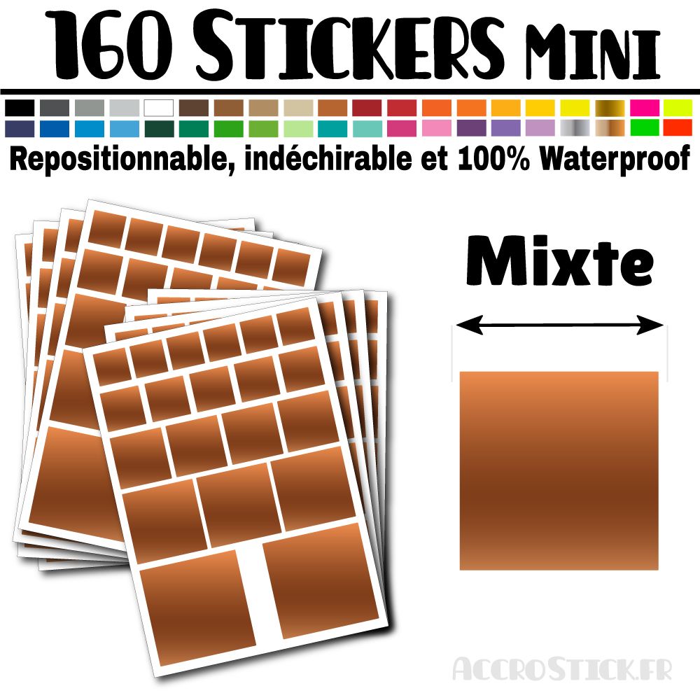 160 Carrés Mixtes - Stickers mini gommettes 160 Carrés Mixtes - Stickers mini gommettes
