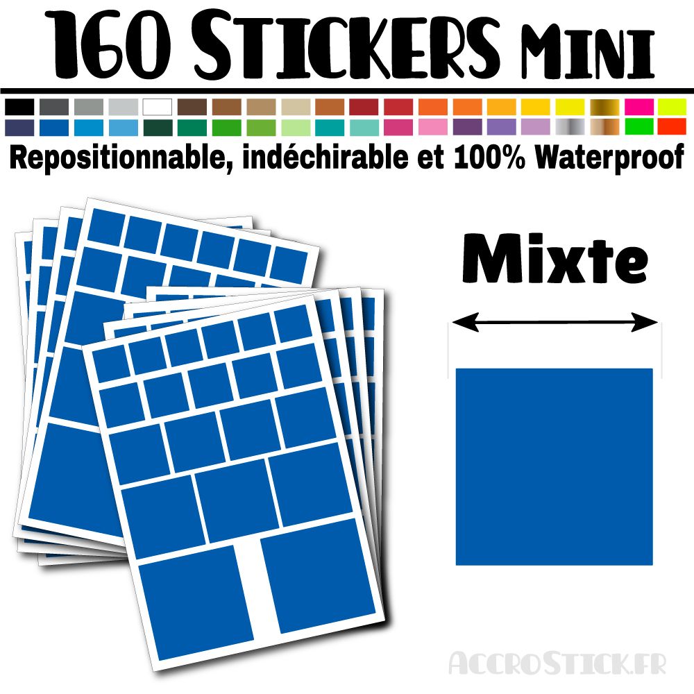 160 Carrés Mixtes - Stickers mini gommettes 160 Carrés Mixtes - Stickers mini gommettes