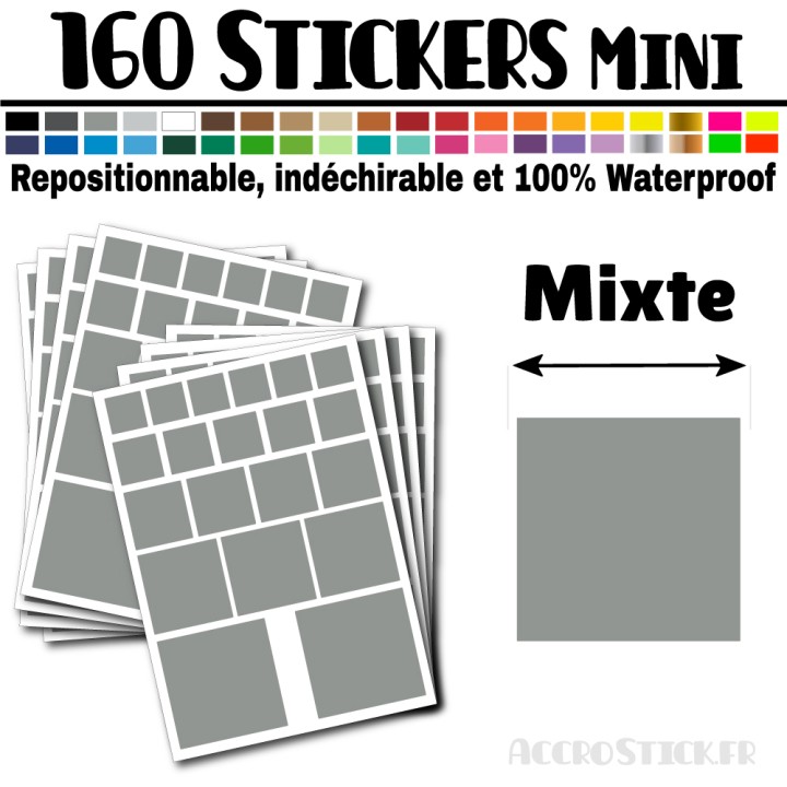 160 Carrés Mixtes - Stickers mini gommettes