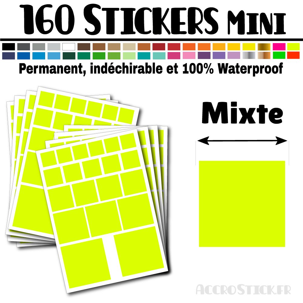 160 Carrés Mixtes - Stickers mini gommettes 160 Carrés Mixtes - Stickers mini gommettes
