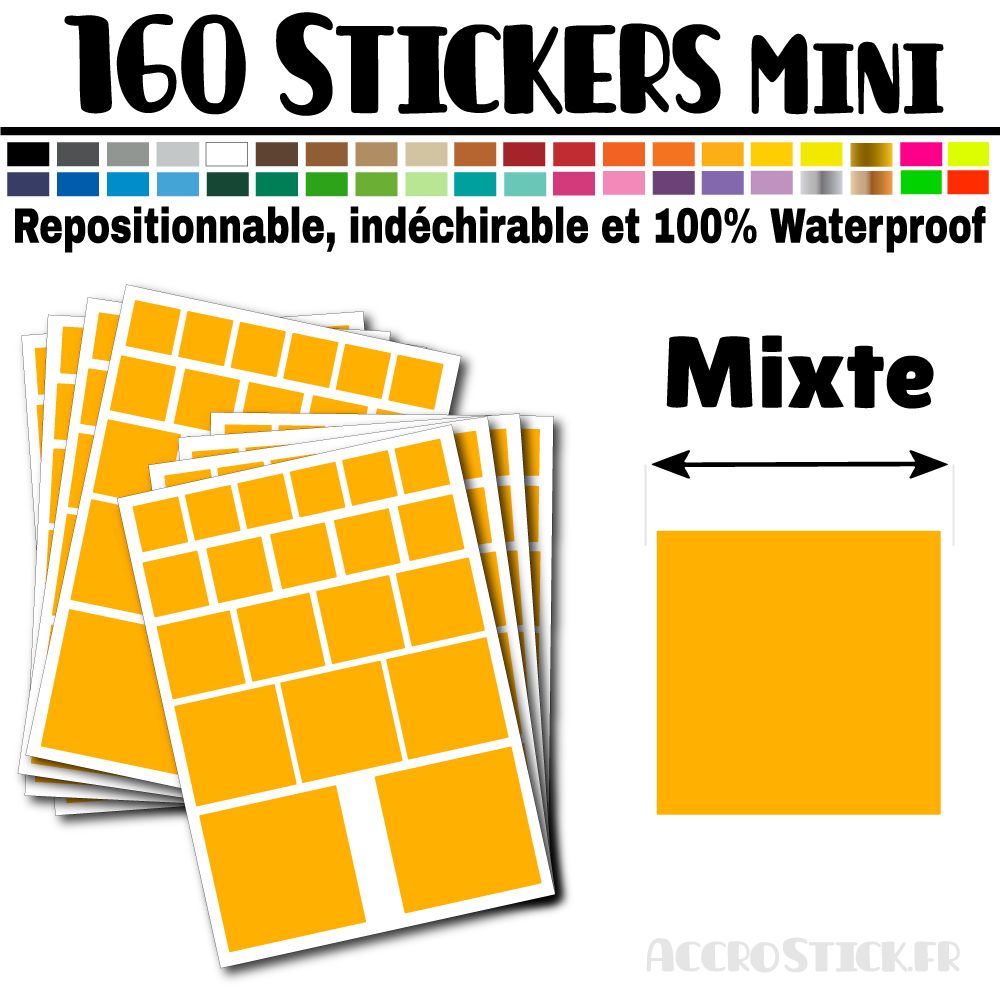 160 Carrés Mixtes - Stickers mini gommettes 160 Carrés Mixtes - Stickers mini gommettes