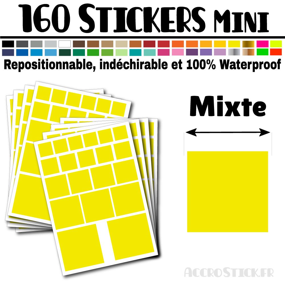 160 Carrés Mixtes - Stickers mini gommettes 160 Carrés Mixtes - Stickers mini gommettes