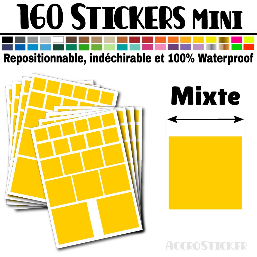 160 Carrés Mixtes - Stickers mini gommettes 160 Carrés Mixtes - Stickers mini gommettes