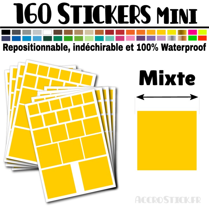 160 Carrés Mixtes - Stickers mini gommettes