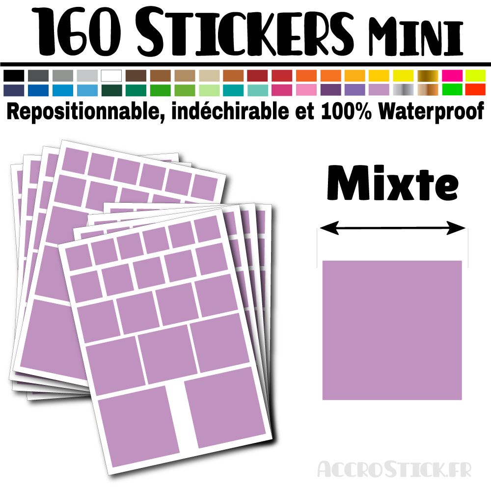 160 Carrés Mixtes - Stickers mini gommettes 160 Carrés Mixtes - Stickers mini gommettes