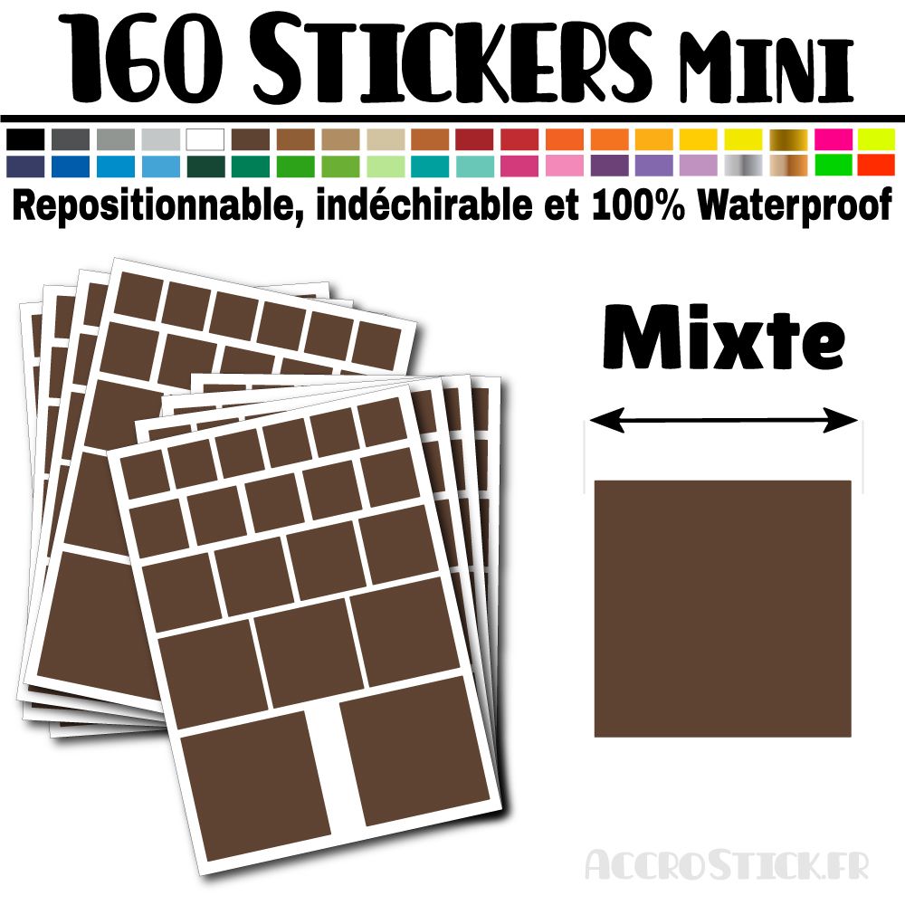 160 Carrés Mixtes - Stickers mini gommettes 160 Carrés Mixtes - Stickers mini gommettes