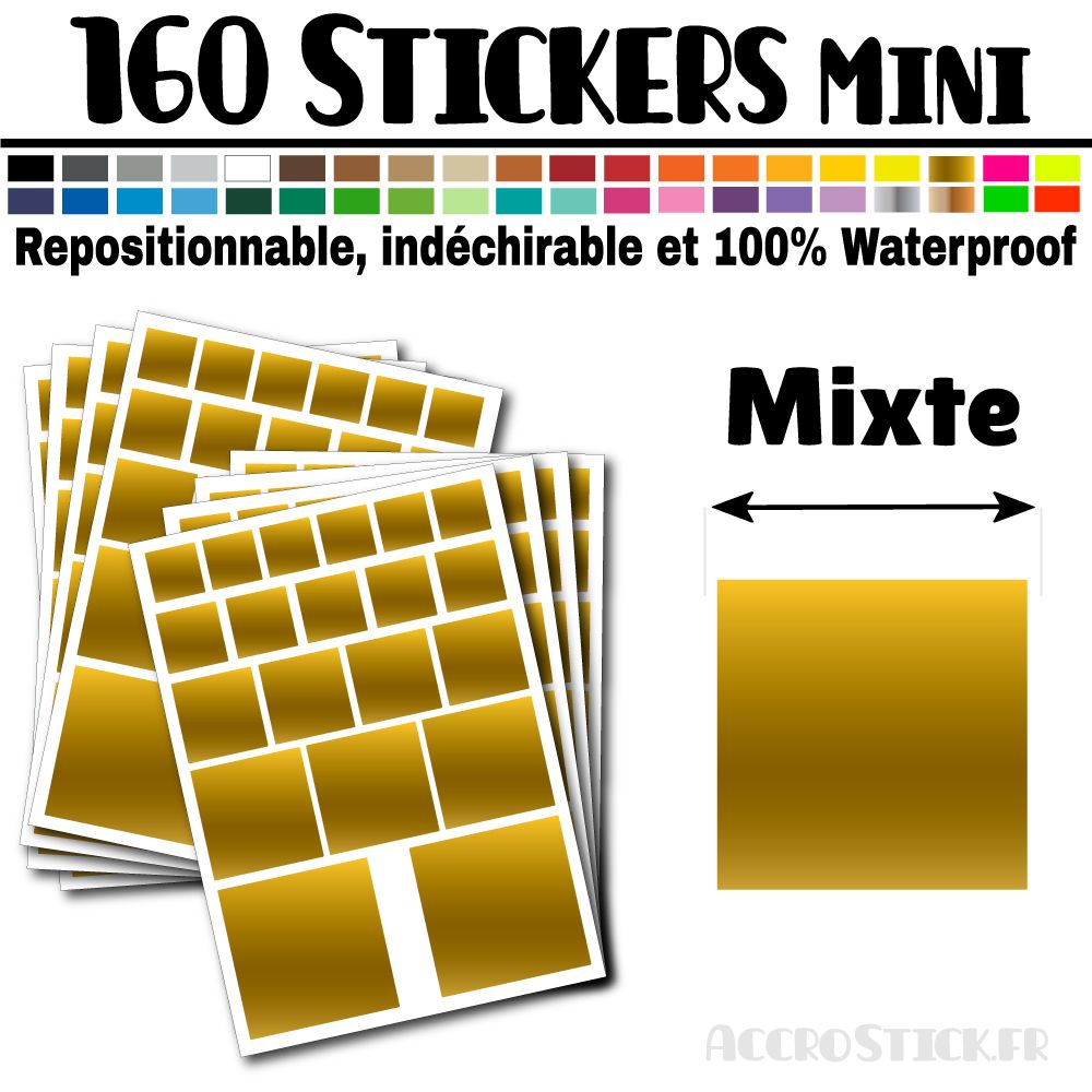 160 Carrés Mixtes - Stickers mini gommettes 160 Carrés Mixtes - Stickers mini gommettes