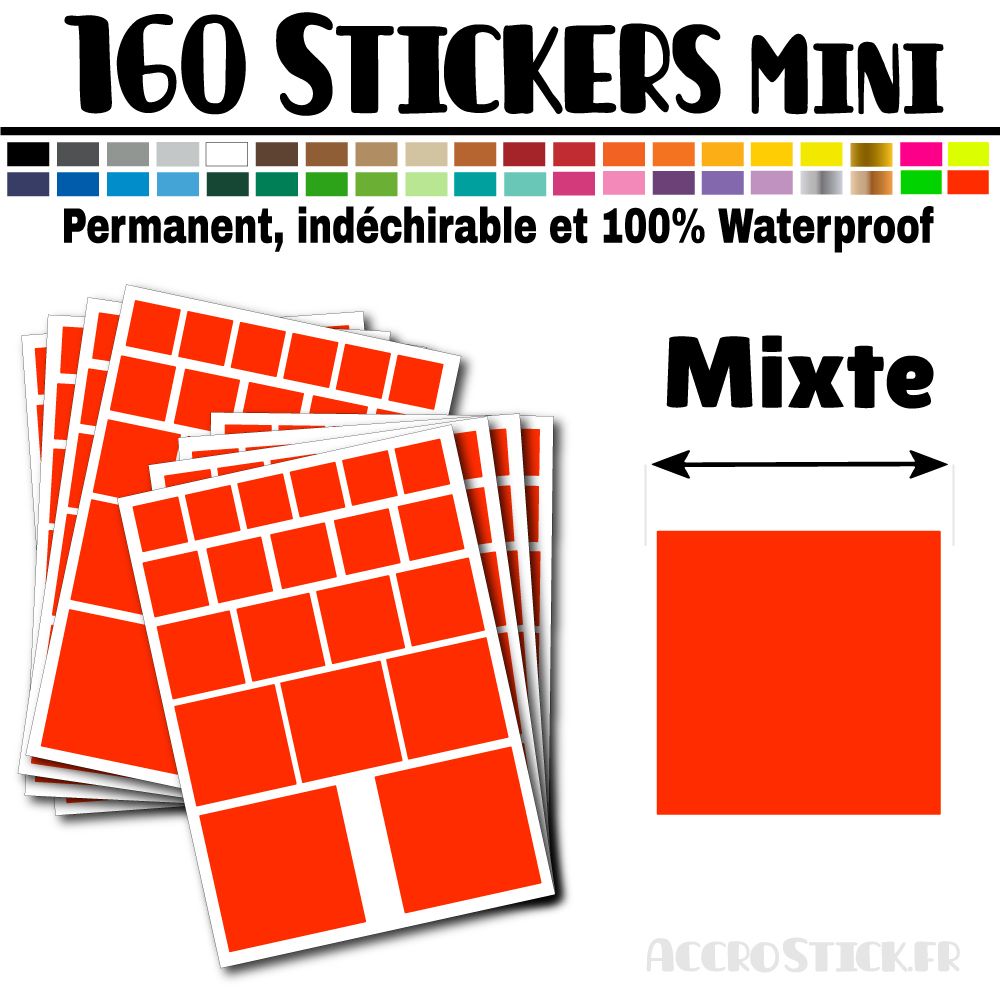 160 Carrés Mixtes - Stickers mini gommettes 160 Carrés Mixtes - Stickers mini gommettes