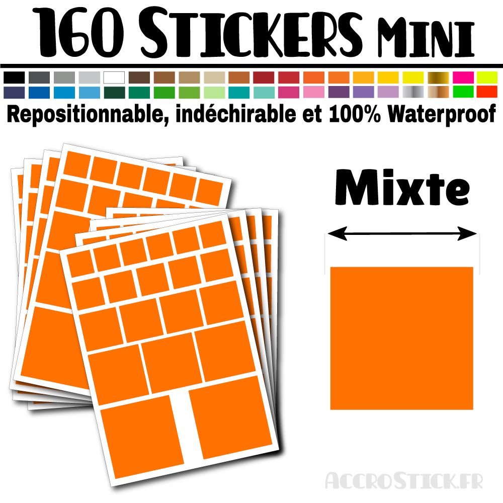 160 Carrés Mixtes - Stickers mini gommettes 160 Carrés Mixtes - Stickers mini gommettes