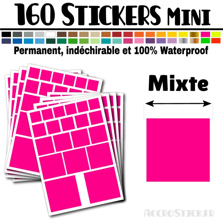 160 Carrés Mixtes - Stickers mini gommettes