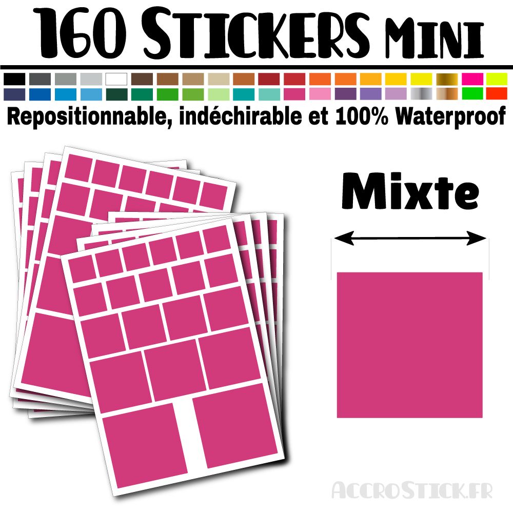 160 Carrés Mixtes - Stickers mini gommettes 160 Carrés Mixtes - Stickers mini gommettes