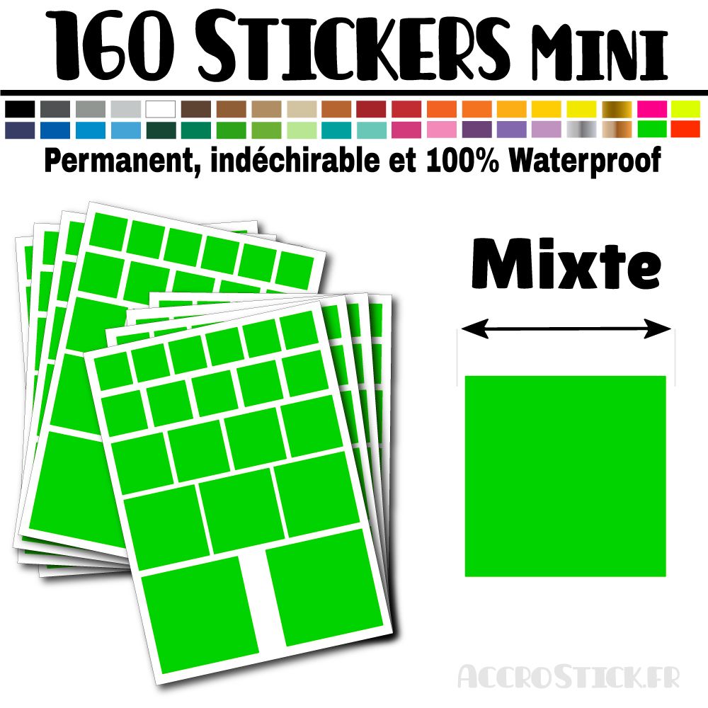 160 Carrés Mixtes - Stickers mini gommettes 160 Carrés Mixtes - Stickers mini gommettes