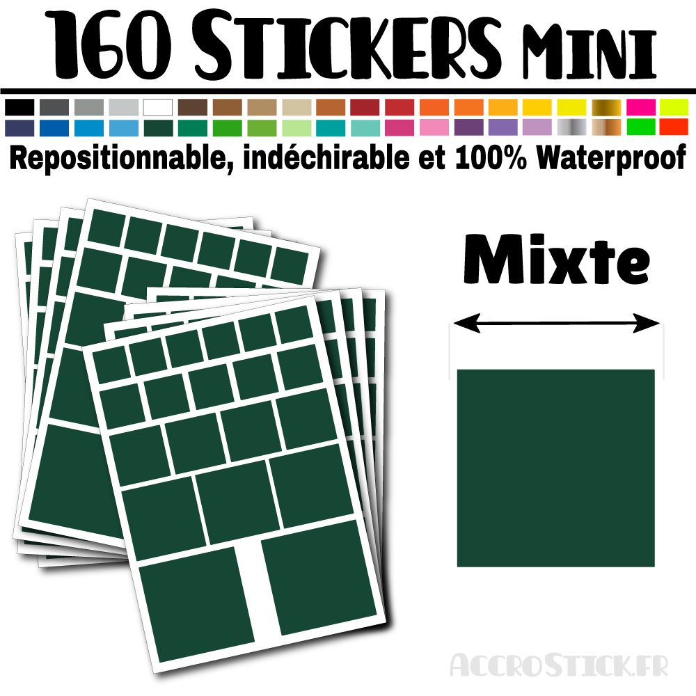 160 Carrés Mixtes - Stickers mini gommettes 160 Carrés Mixtes - Stickers mini gommettes