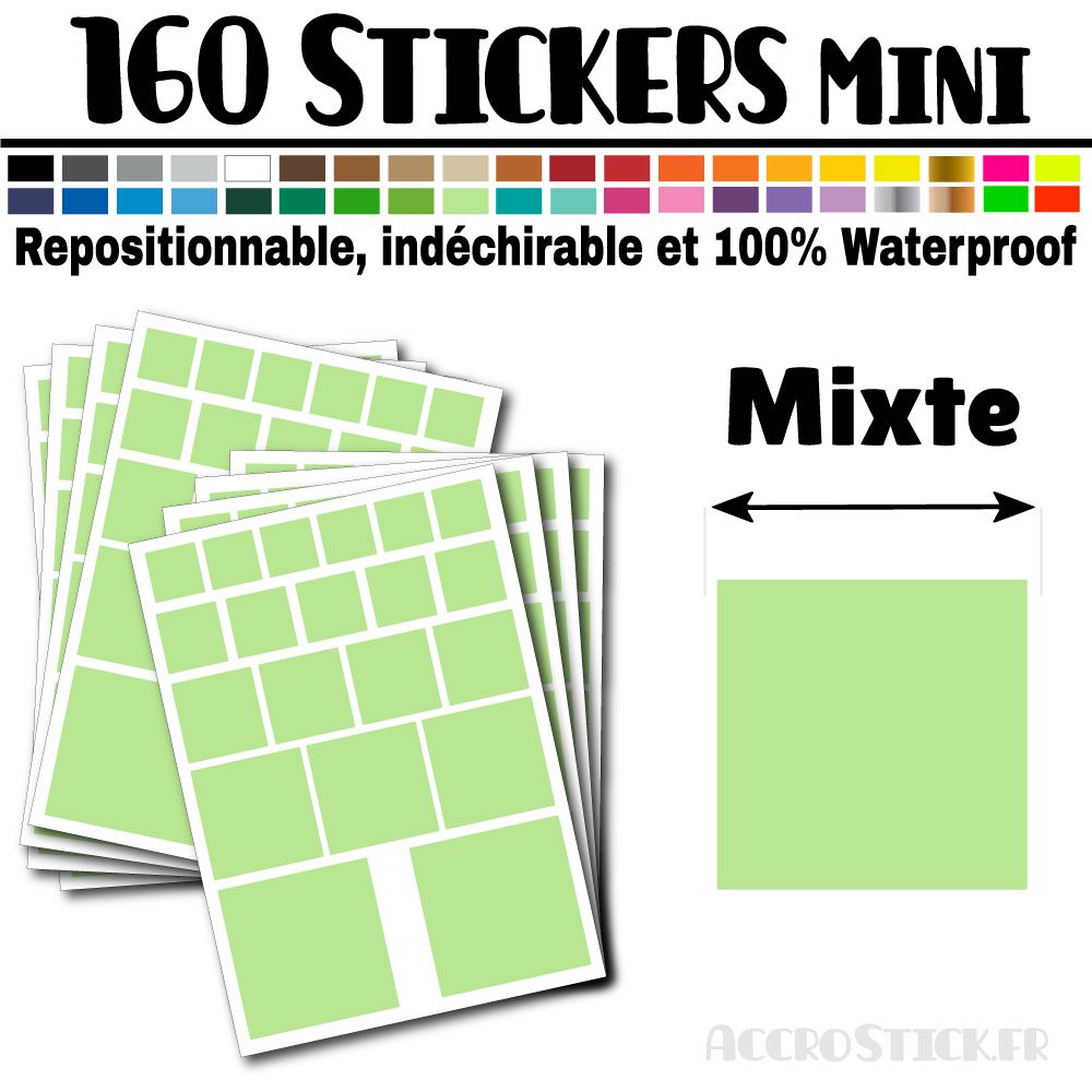 160 Carrés Mixtes - Stickers mini gommettes 160 Carrés Mixtes - Stickers mini gommettes