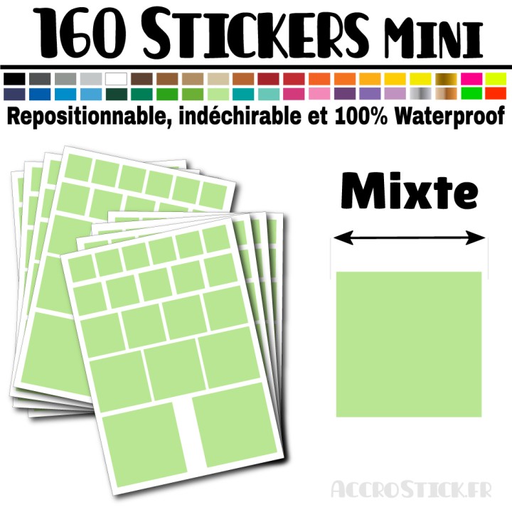 160 Carrés Mixtes - Stickers mini gommettes
