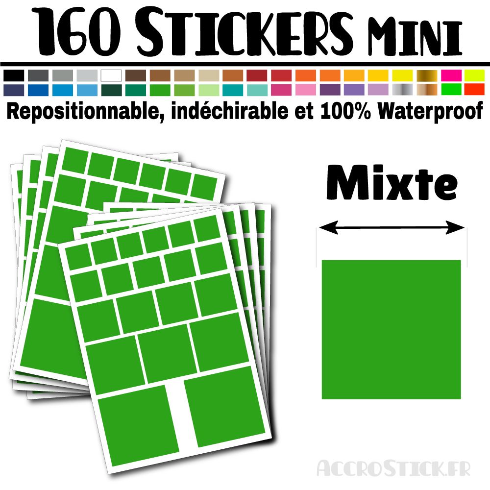 160 Carrés Mixtes - Stickers mini gommettes 160 Carrés Mixtes - Stickers mini gommettes
