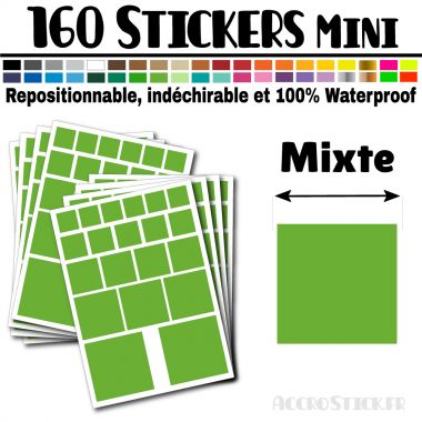 160 Carrés Mixtes - Stickers mini gommettes