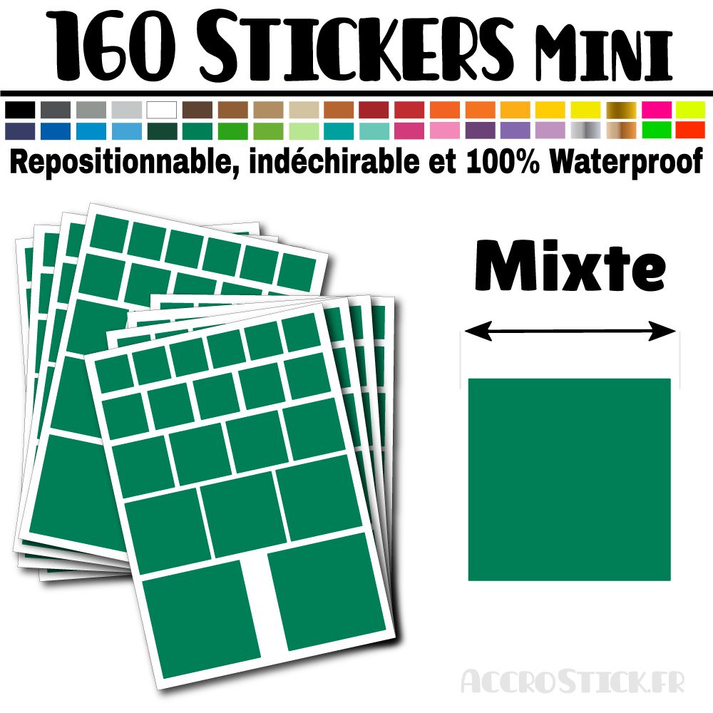 160 Carrés Mixtes - Stickers mini gommettes 160 Carrés Mixtes - Stickers mini gommettes